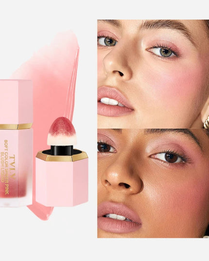 TVLV 4 Colour Matte Liquid BlushEasy to apply long lasting waterproof blush sponge brush head