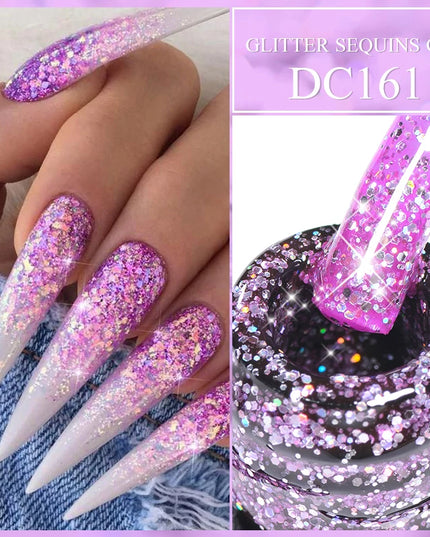 7ml Snowflake Gel Nail Polish UV LED Semi Permanent Milky White Pink Glitter Snow Sequins Gel Nails Art Design Varnish Manicure