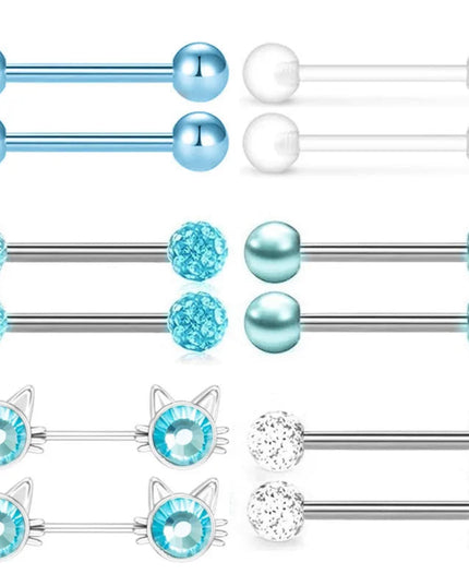 6Pair Crystal Nipple Piercing Jewelry Set For Women Heart  Nipple Barbells Bulk Glitter Nipple Rings Pack Piercing Pezon Lote