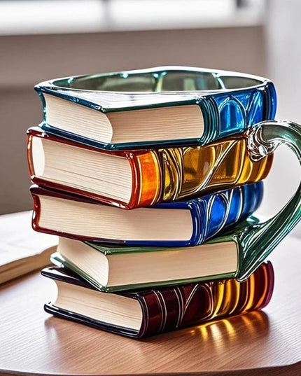 Painted Book Mug Resinz Novelty 3d Painted Books Coffee Mug Unique Colorful Resin Books Stack Coffee Cup Collection Gifts