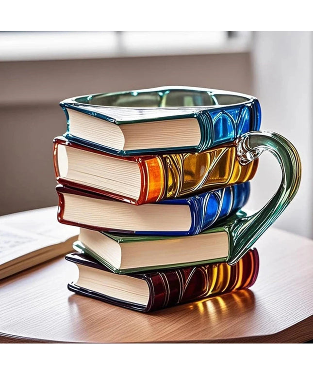 Painted Book Mug Resinz Novelty 3d Painted Books Coffee Mug Unique Colorful Resin Books Stack Coffee Cup Collection Gifts