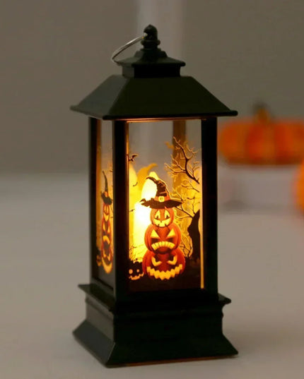 Mystical Halloween LED Lanterns Witch Castle Ghost Pumpkin Decor with Dangling Candle Lights Perfect Gift