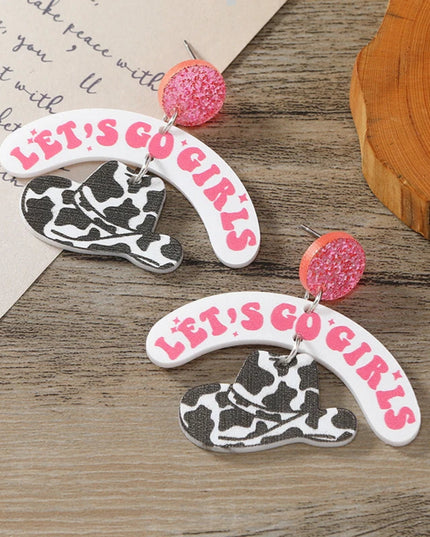 European and American acrylic cow boots Western cowboy hat Howdy Let's go girls earrings jewelry