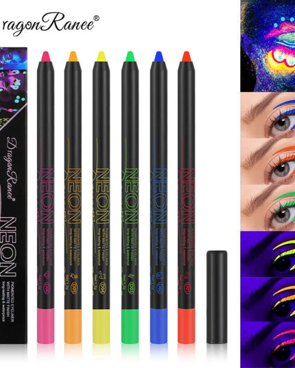 Fluorescence Blue Eyeliner Gel Waterproof Luminous UV Light Neon Eyeliner Pen Yellow Green Pink Color Eye Shadow Cream Make Up