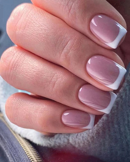 24 Square Short Fake Nails +1 Nail File +1 Piece of Jelly Glue