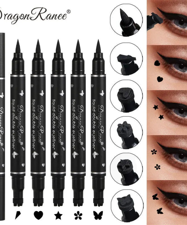 2 IN 1 Butterfly Seal Eyeliner Pen Star Moon Stamp Long-Lasting Waterproof Black Liquid Eye Liner Pencil Eyes Makeup Cosmetic