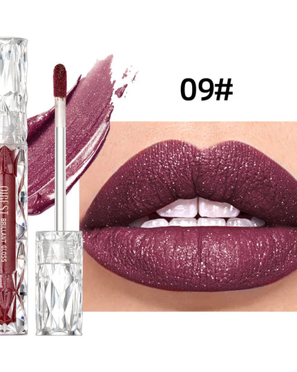 QIBEST Waterproof Diamond Shimmer Glitter Lipgloss Matte Liquid Lipstick Shiny Pearl Lip Glaze Long Lasting LipTint Women Makeup