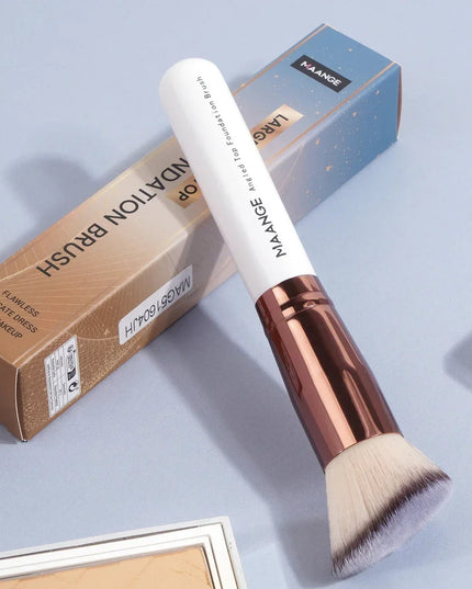 MAANGE 2PCS Foundation Makeup Brush Set Flat Angled Kabuki Powder Blush Brush For Liquid Soft Bristles Cosmetic Makeup Tools