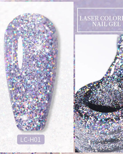 LILYCUTE 7ml Holographic Glitter Gel Nail Polish Spring Color Sparkling Sequins Soak Off UV LED Varnish Nail Art Decoration