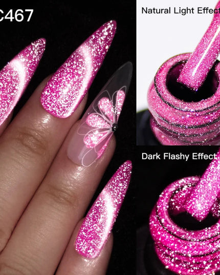 7ML Reflective Glitter Cat Magnetic Gel Nail Polish Fluorescent Neon Color Magnetic Gel Semi Permanent UV LED Varnish Nails Art