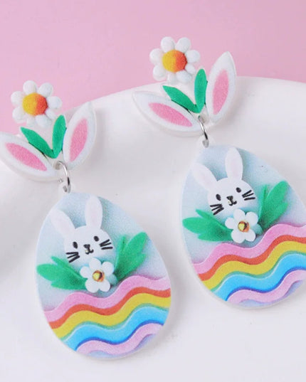 New Easter Earrings Cartoon Easter Bunny Creative Fashion Chick Acrylic Earstuds Eardrops Easter Decoration Gift