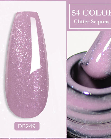 7ml Snowflake Gel Nail Polish UV LED Semi Permanent Milky White Pink Glitter Snow Sequins Gel Nails Art Design Varnish Manicure