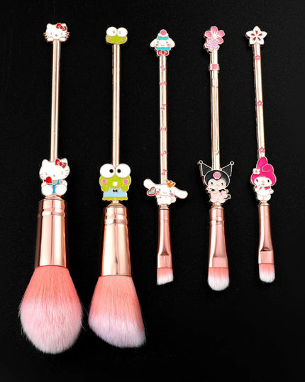 5pcs/set Hello Kitty Makeup Brush Kawaii Kuromi My Melody Cinnamoroll Cartoon Character Cosplay Prop Makeup Brushes Tool