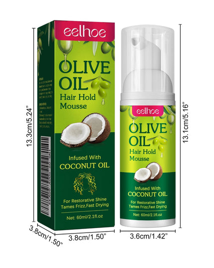 Olive Oil Hair Hold Mousse Anti Frizz Lasting Nourishing Natural Hair Wave Curl Fluffy Hairspray Hair Hold Spray for Hairstyle