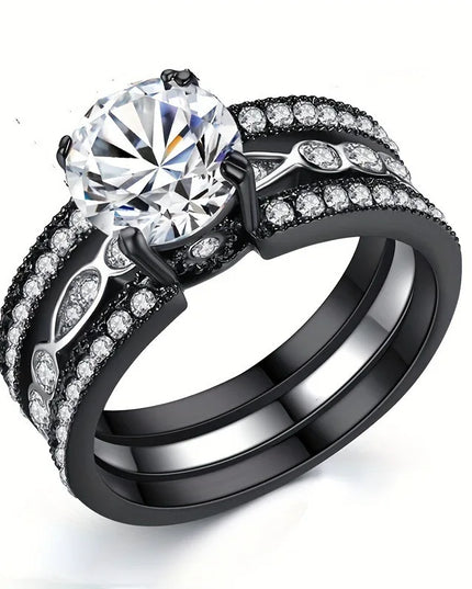 Fashionable Couple Ring, Inlaid with Cubic Zirconia for Men's and Women's Engagement Jewelry, Holiday Gift Giving Wedding