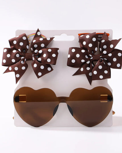 3Pcs/Pack Solid Dot Hair Bows Clip Girls Boutique Bowknot Hair Clips Kids Colorful Heart Sun Glasses Children Hair Accessories