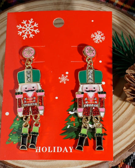 Christmas Drop Earrings For Women Shiny Rhinestone Santa Claus Xmas Tree Snowman Elk Snowflake Long Tassel Dangle Earring Gifts