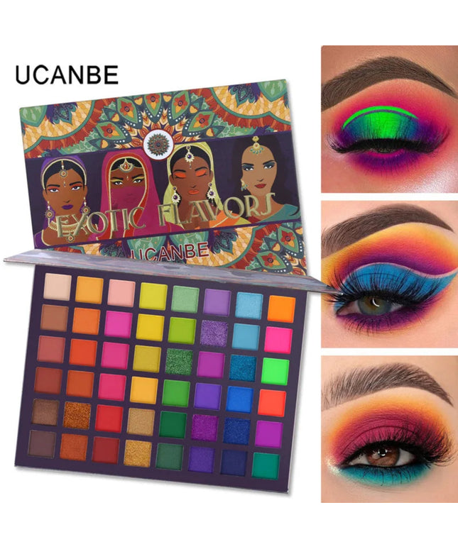 UCANBE Exotic Flavors Eyeshadow Palette 48 Color Pressed Glitter Shimmer Matte Green Eye Shadow Neon Metallic Makeup Cosmetics
