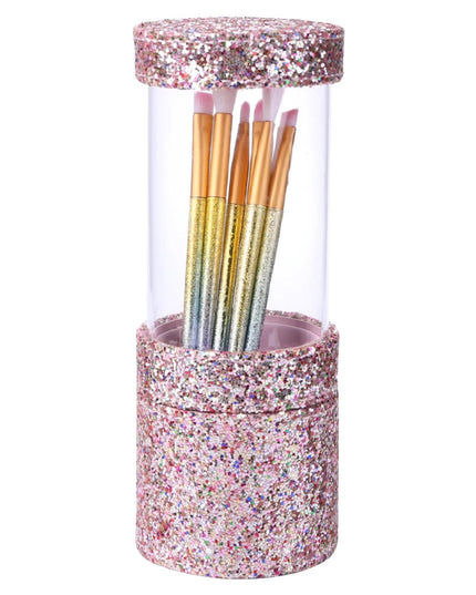 Sequins Makeup Brush Holder With Lid Visible Cosmetic Organizer Lipstick Eyebrow Pencil Holder Eye Shadow Storage Box