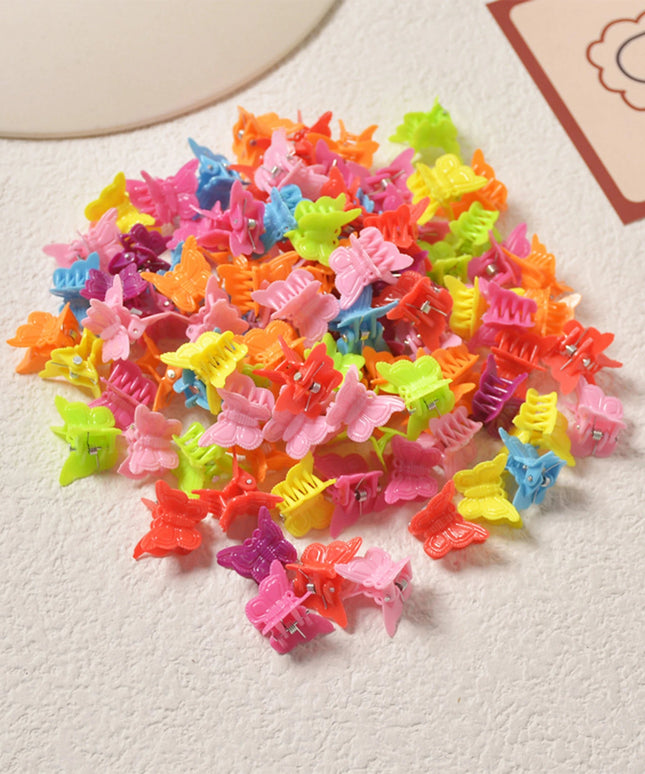50 Pcs Butterfly Hair Clips Pastel Mini Cute Accessories For Women, Matte Colors Assorted Color, Beautiful And Random Colour