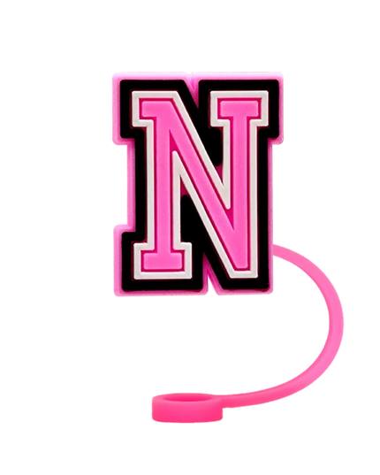 10mm Pink Letter Straw Cover Caps 1PCS Accessories For Cups,Soft Silicone Alphabet Straw Topper Drinkware,Dustproof Straw Caps