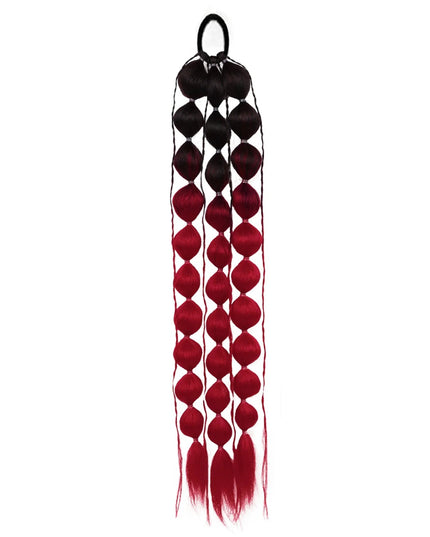 Synthetic 1Pcs Ponytail Extension Corlorful Bubble Braid Long Lantern Braided Ponytail with Hair Tie Straight Hairpieces