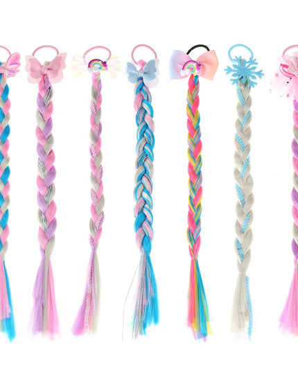 Girls Hair Bow Kids Rainbow Hair Tie Princess Accessories Toddler Snowflake Elastics Baby Accessories No Damage Braid