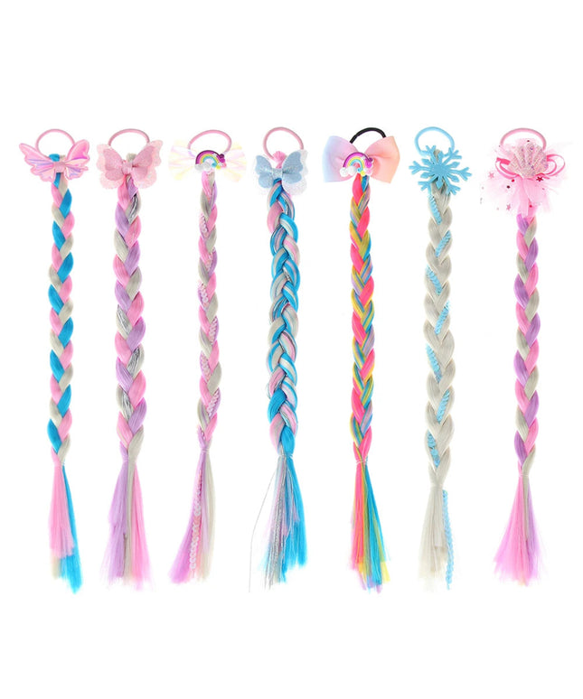 Girls Hair Bow Kids Rainbow Hair Tie Princess Accessories Toddler Snowflake Elastics Baby Accessories No Damage Braid