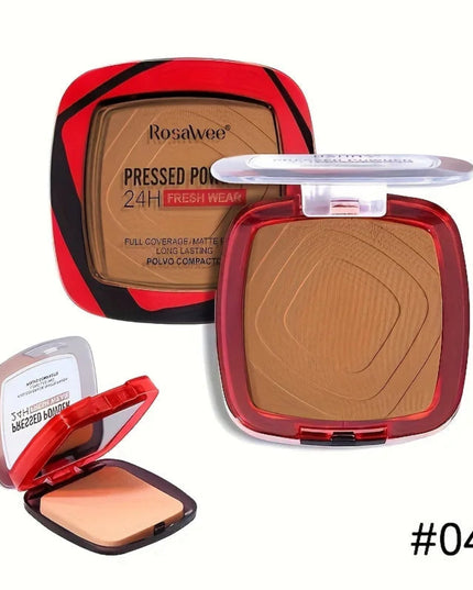 Matte Full Coverage Pressed Powder Foundation With Puff Applicator, 24H Fresh Wear Matte Weightless Finishing Powder Makeup