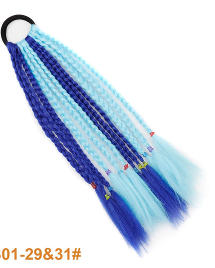 Colorful Braid Synthetic Hair Ponytail Rope Tie Girls Princess Color Tail Wig Children's Styling Baby Accessories