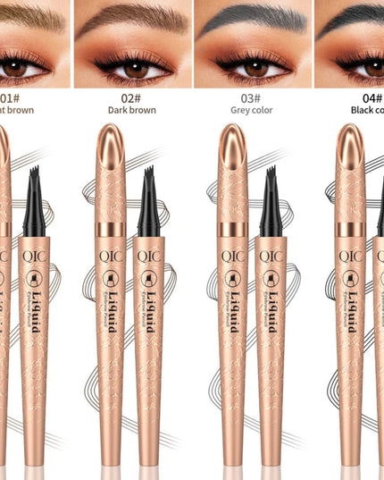 4 Splitted Head Eyebrow Pencil Long-lasting Waterproof High Pigmented Easy Applying Liquid Eyebrow Pencil Natural Looking Brows