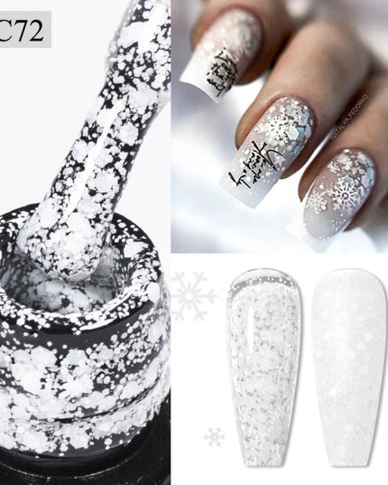 7ml Snowflake Gel Nail Polish UV LED Semi Permanent Milky White Pink Glitter Snow Sequins Gel Nails Art Design Varnish Manicure