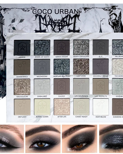 24 Color Vampire Diaries Eyeshadow Palette Dark Elf Gothic Matte Shimmer Dual Finish 12H Wear No Clumping High PigmentPerfect