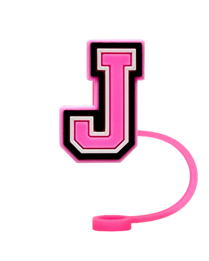 10mm Pink Letter Straw Cover Caps 1PCS Accessories For Cups,Soft Silicone Alphabet Straw Topper Drinkware,Dustproof Straw Caps