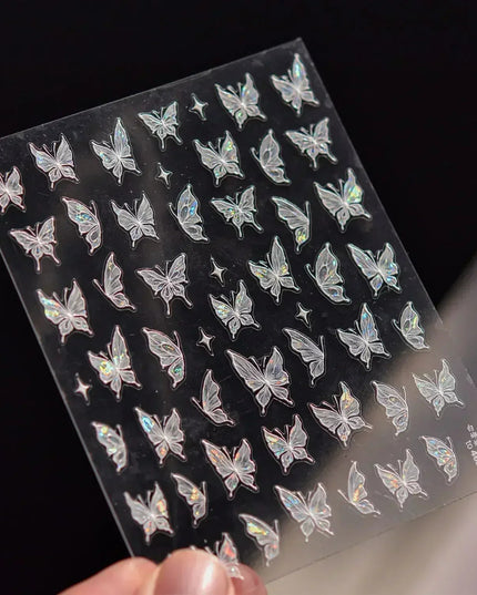 Hot Stamping Butterfly Jelly 5D Nail Art Sticker Shiny Charming Glitter Red Green Soft Self Adhesive Decoration Manicure Decal