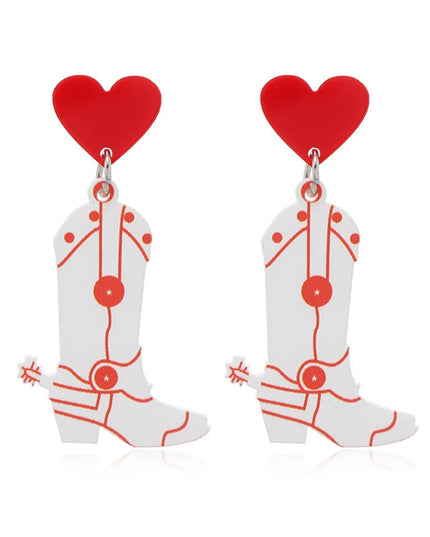 European and American acrylic cow boots Western cowboy hat Howdy Let's go girls earrings jewelry