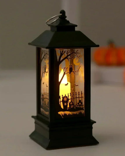 Mystical Halloween LED Lanterns Witch Castle Ghost Pumpkin Decor with Dangling Candle Lights Perfect Gift