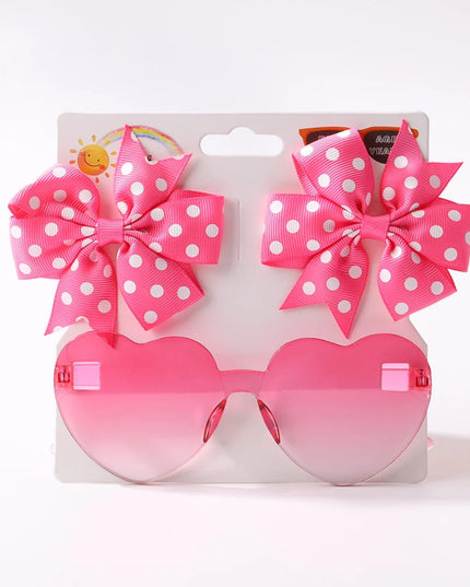 3Pcs/Pack Solid Dot Hair Bows Clip Girls Boutique Bowknot Hair Clips Kids Colorful Heart Sun Glasses Children Hair Accessories