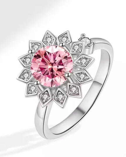 Sam Panda 925 Sterling Silver Sunflower Diamond Zircon Rotatable Ring For Women Gift Relieve Stress Ring Jewelry Wholesale