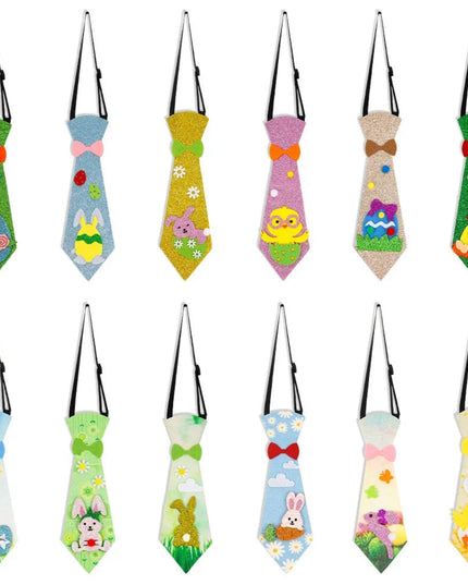Easter Funny Necktie Cartoon Bunny Egg Chick Felt Ties for Kids Easter Party Costume Props Accessories Easter Decoration 2026