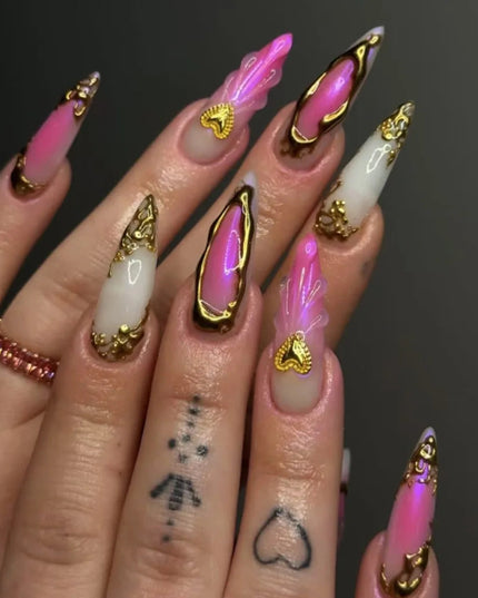 24Pcs Horror Comic Tomie Press on Nails Almond Glossy Black Japanese Anime Nails Reusable Halloween False Nail Tips for Girls