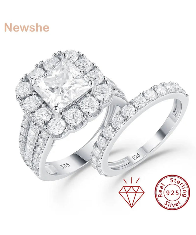 New she Luxury Moissanite Wedding Rings Set for Women 925 Sterling Silver D Color VVS1 with GRA Certificate Bridal Ring Jewelry