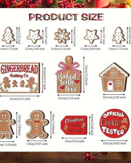 12-Piece Wooden Christmas Tiered Tray Set: Featuring Colorful Snowmen, Gingerbread, and Santa Signs for Festive Cheer