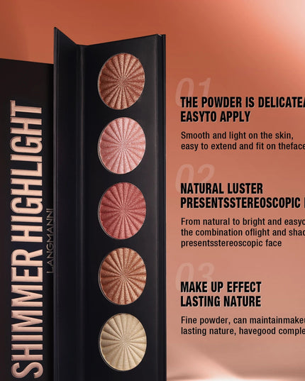 Highlighting and Contouring Palette 5 Colours All-in-One Makeup Palette Stereoscopic Natural Highlighting Makeup Palette