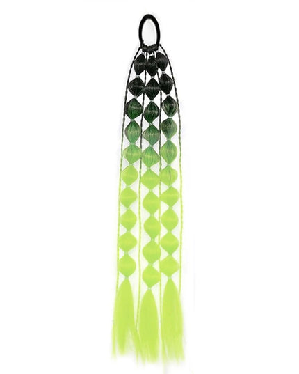 Synthetic 1Pcs Ponytail Extension Corlorful Bubble Braid Long Lantern Braided Ponytail with Hair Tie Straight Hairpieces