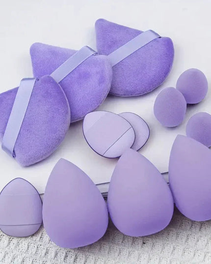 15pcs Combination Triangle Powder Puff Beauty Makeup Puff Set Women Make Up Tools With 1pc Bowknot Headband and 2pcs Wristbands