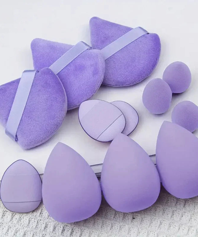 15pcs Combination Triangle Powder Puff Beauty Makeup Puff Set Women Make Up Tools With 1pc Bowknot Headband and 2pcs Wristbands