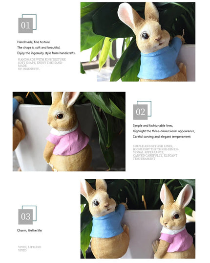 Cute Rabbit Figurine Decoration Resin Landscape Crafts Craft Cute Rabbit Bunny for Garden Flowers Pot Garden Easter Decor