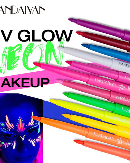 Fluorescent UV Light Neon Eyeliner Pen Waterproof Yellow Purple Orange Color Gel Eye Liner Pencil Eyes Make Up Cosmetics Tool