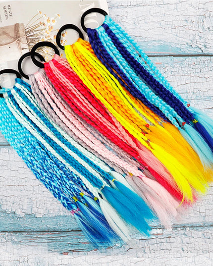 Colorful Braid Synthetic Hair Ponytail Rope Tie Girls Princess Color Tail Wig Children's Styling Baby Accessories